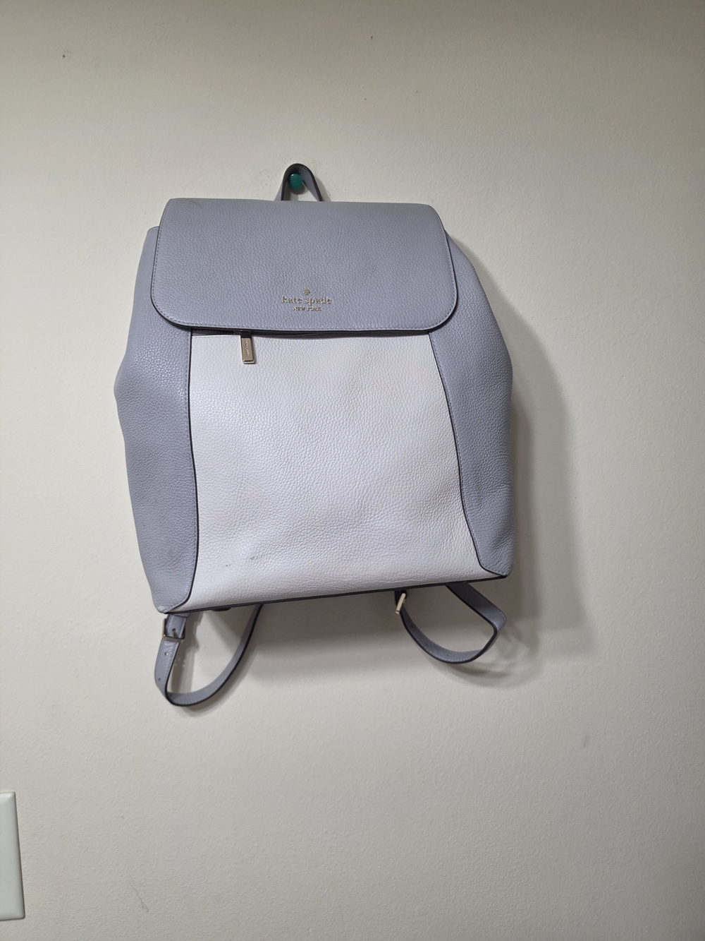 Kate Spade Pebbled Leather Grey Backpack